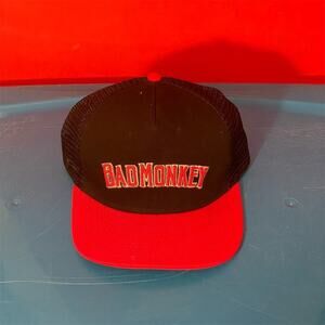 BadMonkey Trucker Hat Black Red Snapback Unisex Adjustable